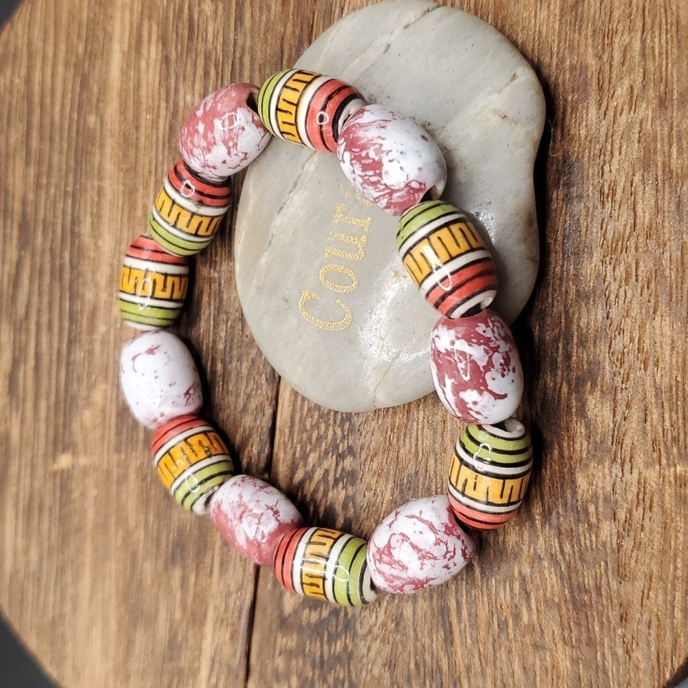 B3131 rustic India colorful‎ beaded bracelet